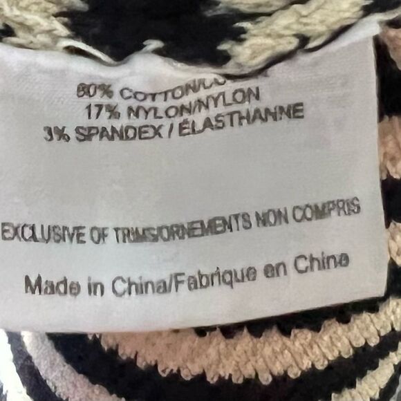 Tory Burch Dark Navy and Beige Striped Dress, Embellished Neck Line Trim - Picture 3 of 5